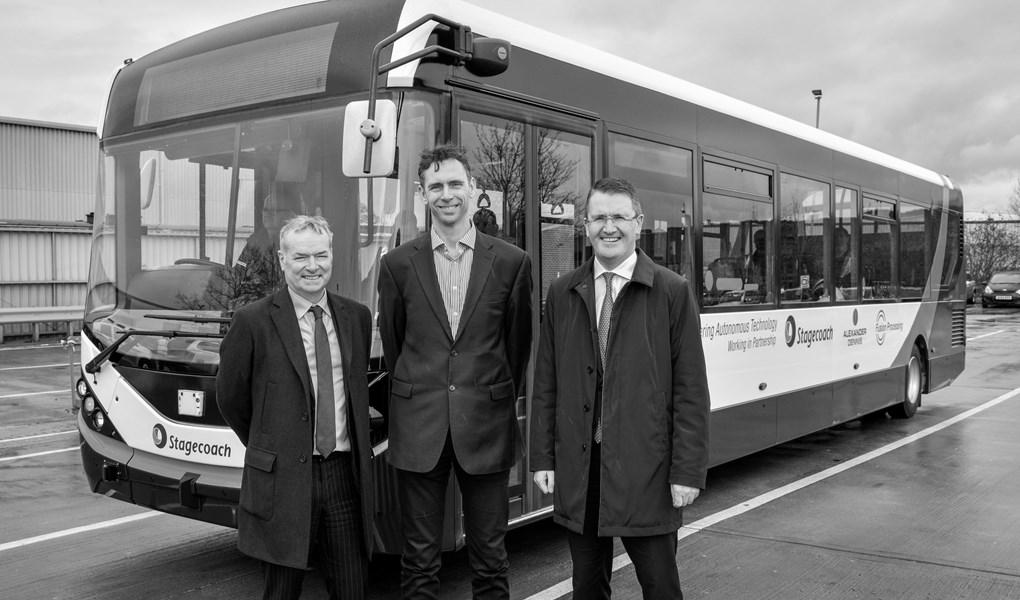 Die CEOs von Stagecoach (Martin Griffiths(, Fusion Processing (Jim Hutchinson) und Alexander Dennis (Colin Robertson)