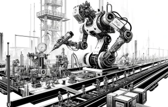 Industrieroboter in einer automatisierten Produktionslinie repräsentieren Deutschlands Spitzenposition in der globalen Robotik.
