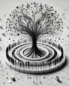 futuristic AI model, neural network structure, digital nodes, minimal background