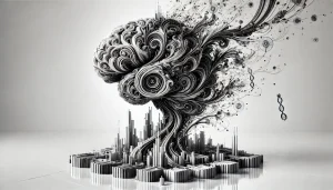 brain, machine, evolution, abstract AI structure, neural networks