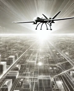 drones, urban area, scanning beam, cityscape, night vision, technology