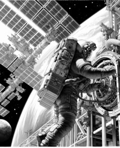 ai-female_astronauts_spacewalk_iss_solar_arrays