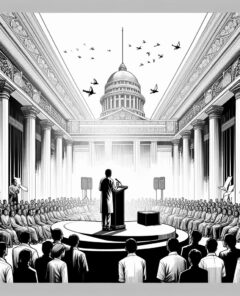 ai-politician-podium-speech-democracy