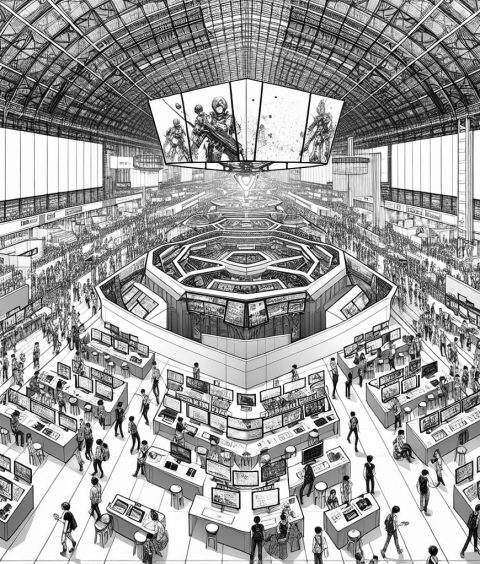 ai-gaming-convention-crowd-digital-screens
