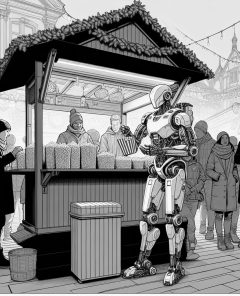 ai-tesla-optimus-christmas-market