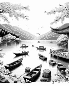 ai-cherry_blossoms_lake