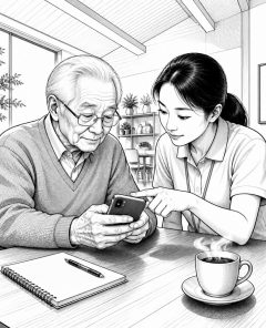 ai-senior-smartphone-cafe