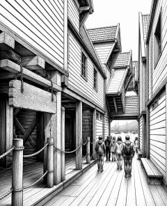 ai-bryggen-wooden-alley-bergen