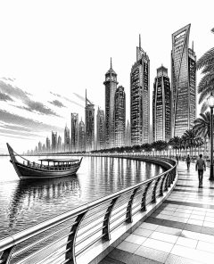 ai-doha-corniche-skyline-dhow