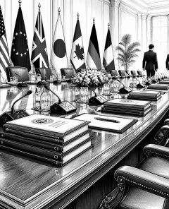 ai-g7-evian-trade-policy-microphones