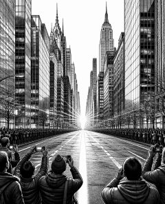 ai-manhattanhenge-2026-sun-between-skyscrapers