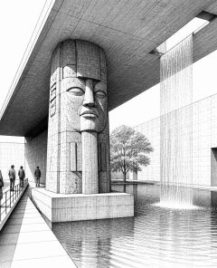 ai-museums-atrial-waterfall-sculpture