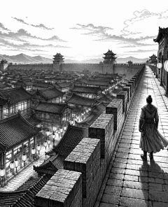 ai-pingyao-stadtmauer-abend