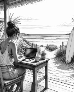 ai-remote-beach-morning-desk
