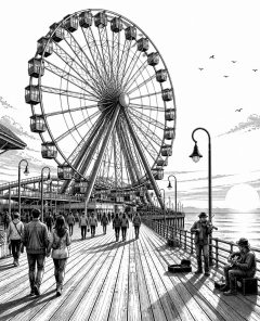 ai-santa-monica-pier-route66-sunset