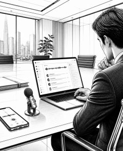 ai-voice-research-dashboard-microphone-laptop