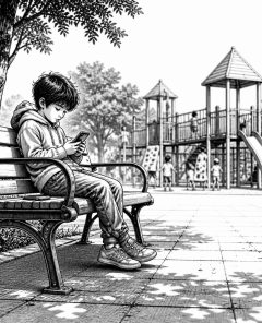 ai-bewegungsmangel-kinder-smartphone-parkbank