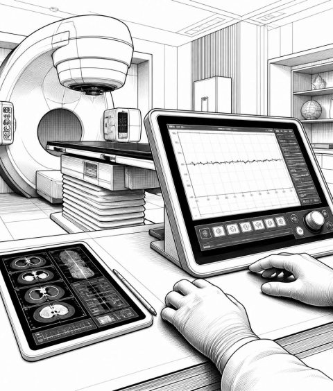 ai-elekta-radiotherapy-console-stable-stock
