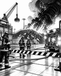 ai-industrial-fire-scrap-plant-smoke