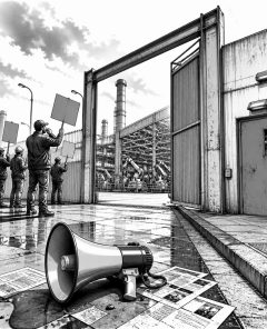 ai-mercedes-protest-factory-gate-sindelfingen