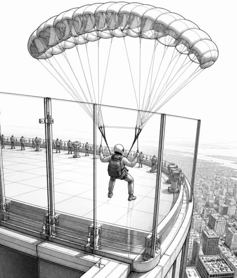 ai-space-needle-base-jump-security-glasbarrieren-seattle
