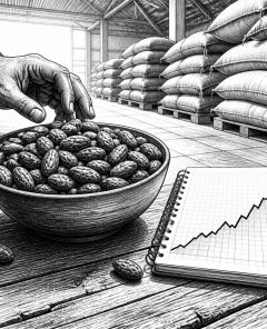 ai-wisdomtree-cocoa-2x-kakaobohnen-auf-hoelzernem-tisch