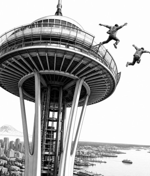 zwei-maenner-springen-vom-space-needle-sicherheitsluecken