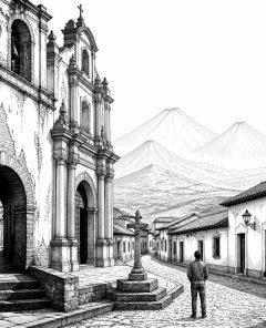 ai-antigua-guatemala-colonial-street-vulcano-view