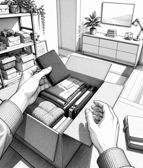 ai-emotional-attachment-clutter-sorting-boxes