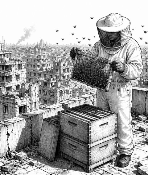 ai-gaza-beekeeping-rooftop-honeycomb