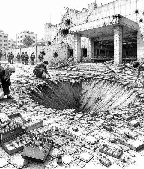 ai-gaza-hospital-medical-supplies-crater