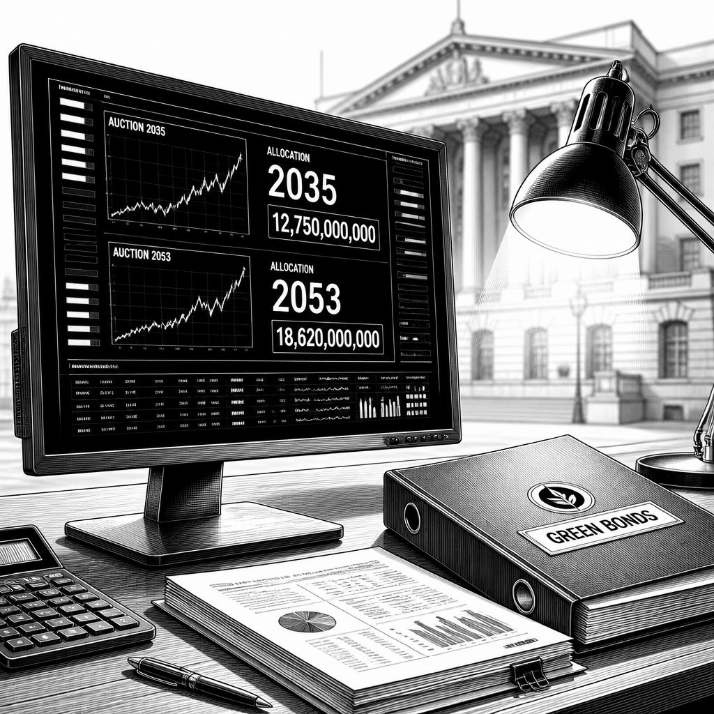 Bund stockt zwei grüne Bundesanleihen auf: 472 Mio Euro (2035) und 310 Mio Euro (2053) Bund stockt zwei grüne Bundesanleihen auf: 472 Mio Euro (2035) und 310 Mio Euro (2053)