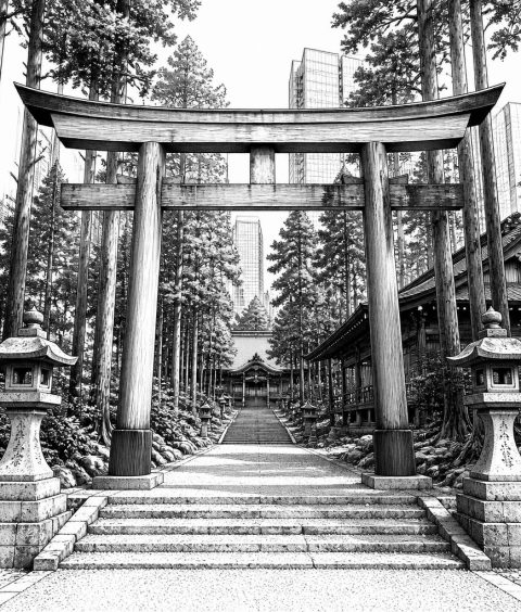 ai-meiji-jingu-wald-torii-wegachsen