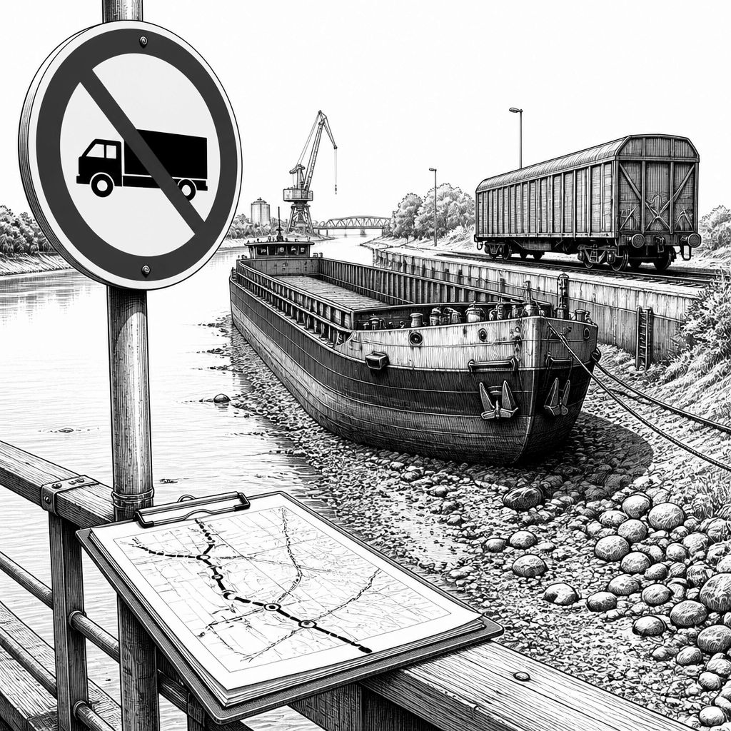 Niedrigwasser trifft Binnenschifffahrt: Streit um Lkw-Fahrverbote und Alternativen Niedrigwasser trifft Binnenschifffahrt: Streit um Lkw-Fahrverbote und Alternativen