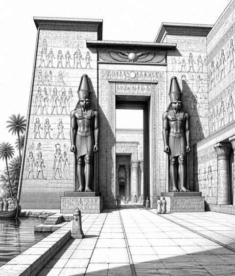 ai-temple-of-edfu-pylon-axis-horus