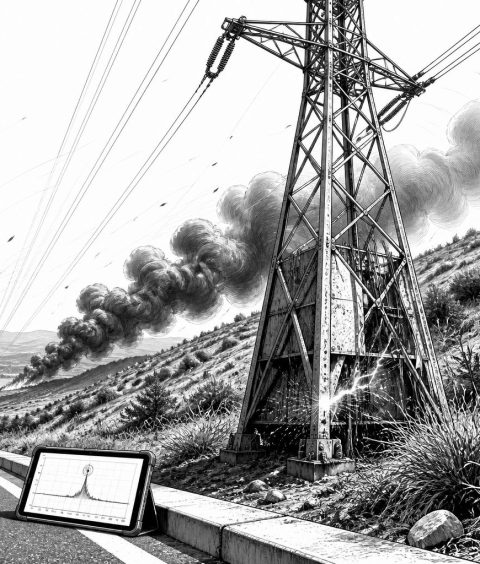 ai-wildfire-eaton-feuer-strommast-lichtbogen