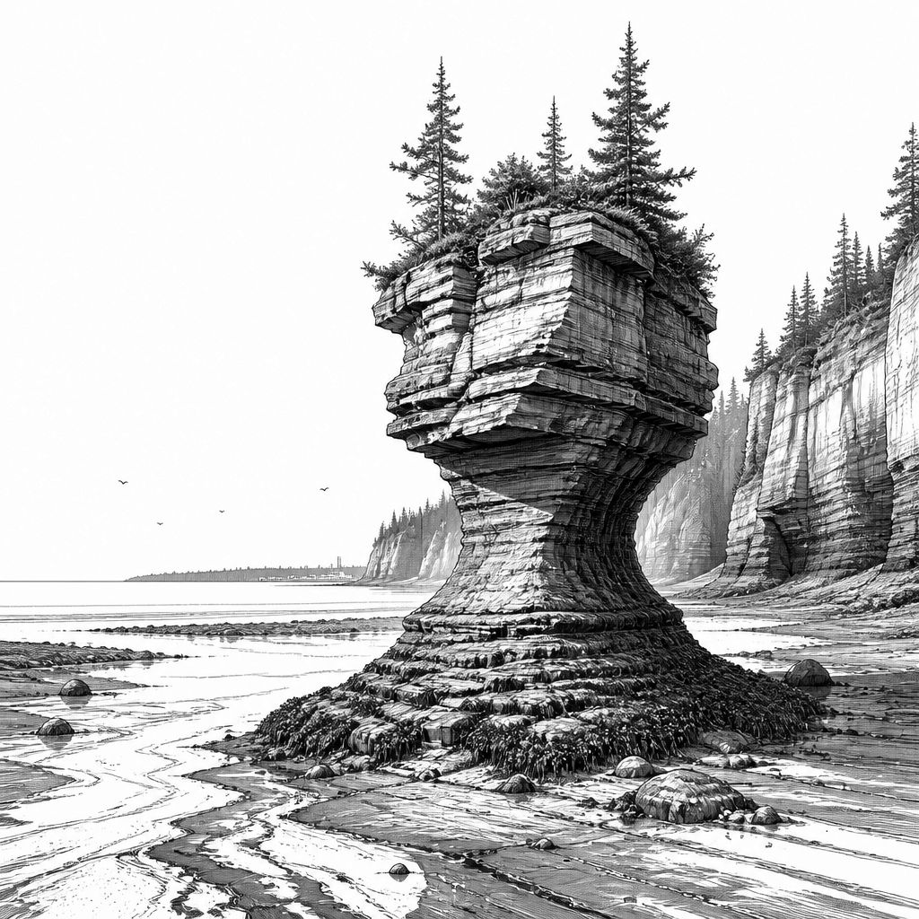 Bay of Fundy bei Saint John: Gezeiten, Klippen und Küstenbild im Wechsel Bay of Fundy bei Saint John: Gezeiten, Klippen und Küstenbild im Wechsel