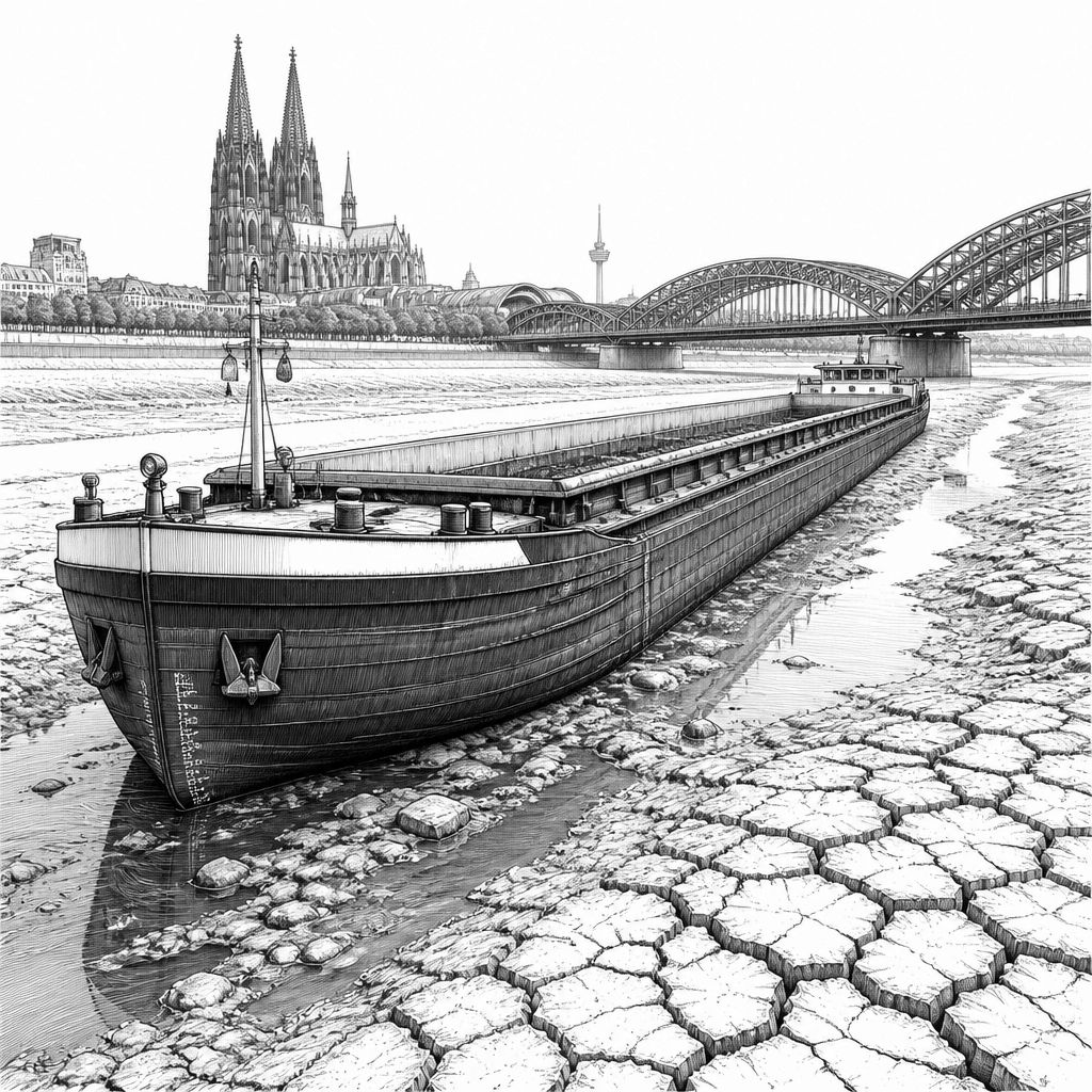 Rheinpegel in NRW fallen weiter: Rekordtief in Köln, Schleppfahrten mit wenig Fracht Rheinpegel in NRW fallen weiter: Rekordtief in Köln, Schleppfahrten mit wenig Fracht