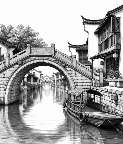 zhujiajiao-wasserstadt-kanale-bruecken-shanghai