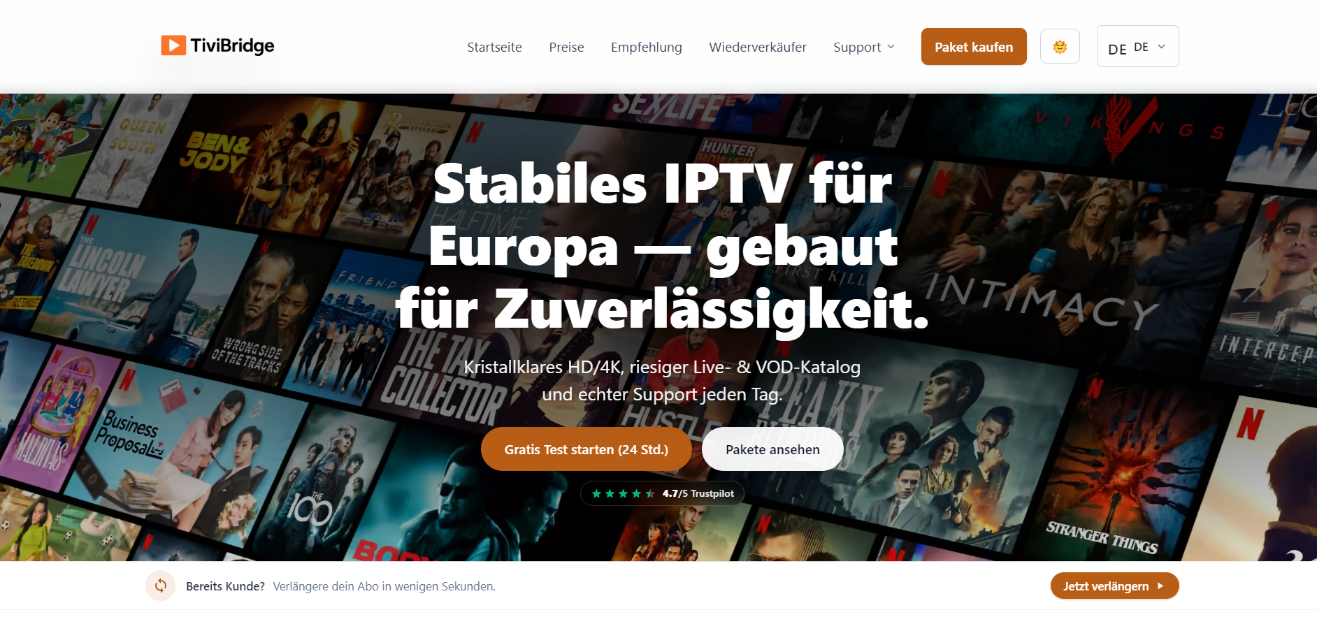 TiviBridge im Vergleich der Best IPTV Anbieter in Deutschland 2026
