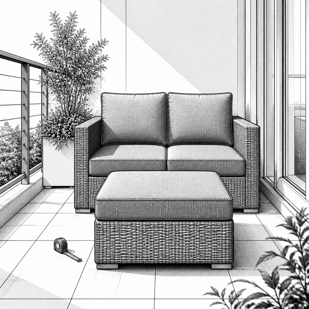 Beliani OFENA: kompaktes 3-Sitzer-Polyrattan-Set mit Ottomane und 549 Euro Beliani OFENA: kompaktes 3-Sitzer-Polyrattan-Set mit Ottomane und 549 Euro