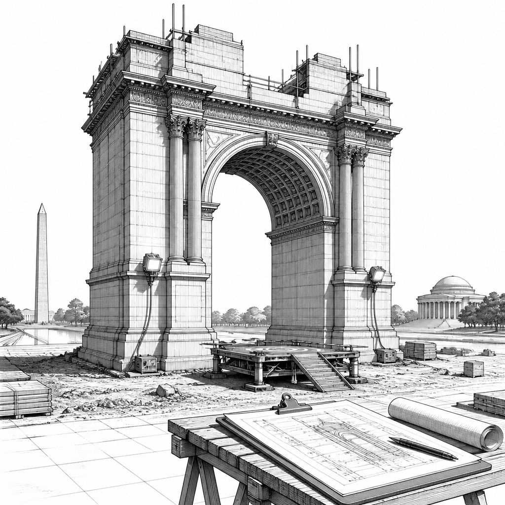 Beyers Arch-Blockade: Streit um einen privaten Triumphbogen zwischen Arlington und Lincoln Memorial Beyers Arch-Blockade: Streit um einen privaten Triumphbogen zwischen Arlington und Lincoln Memorial