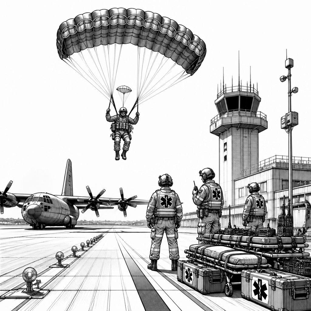Craig Field in Selma: Militärübung mit Freifall, Rettung und Luftfahrt-Training Craig Field in Selma: Militärübung mit Freifall, Rettung und Luftfahrt-Training