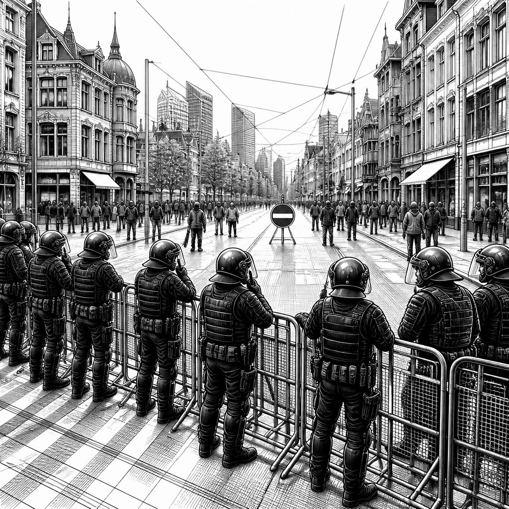 Polizei beendet gewalttätigen rechtsextremen Protest in Den Haag Polizei beendet gewalttätigen rechtsextremen Protest in Den Haag