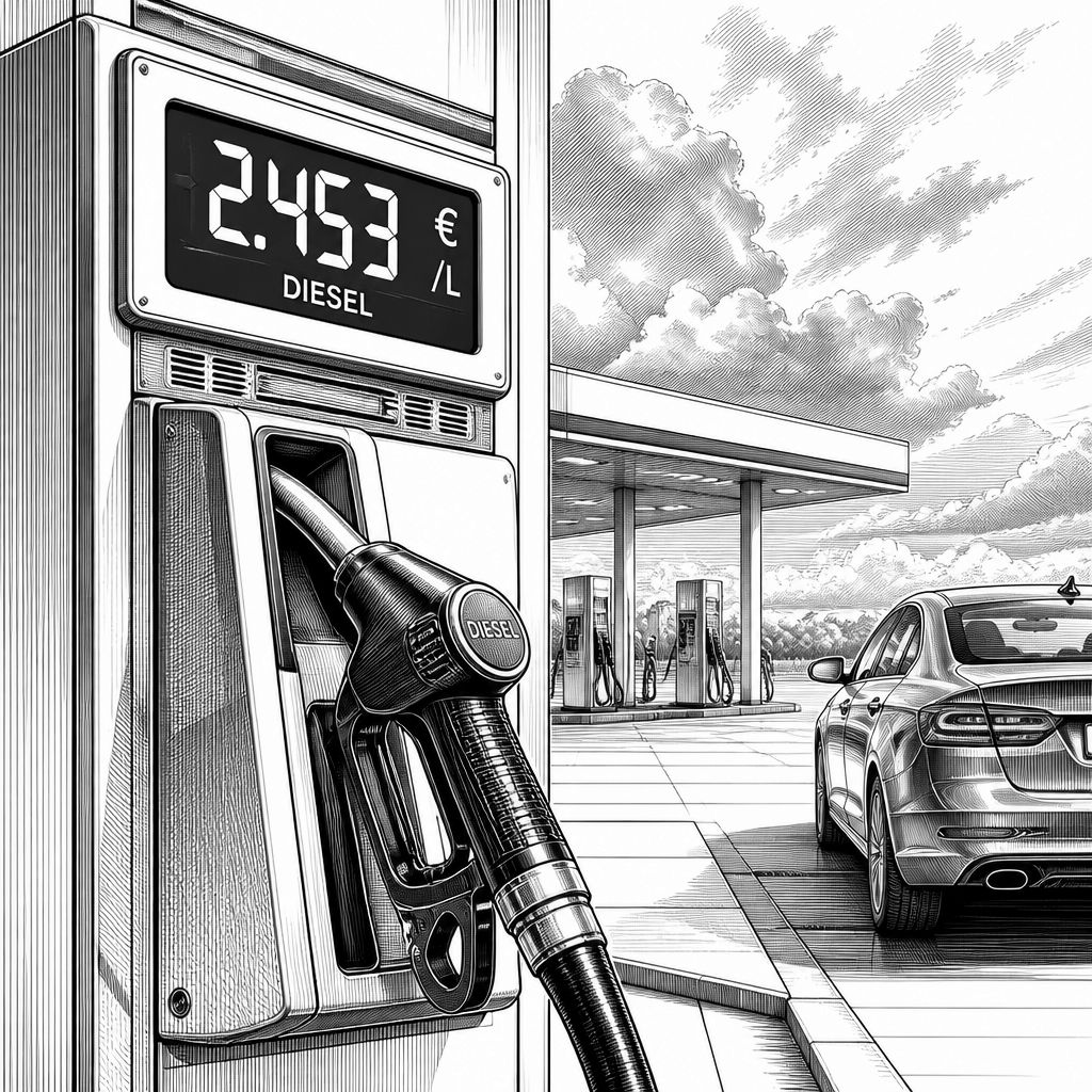 Diesel in Deutschland auf Rekordhoch: 2,453 Euro pro Liter Diesel in Deutschland auf Rekordhoch: 2,453 Euro pro Liter