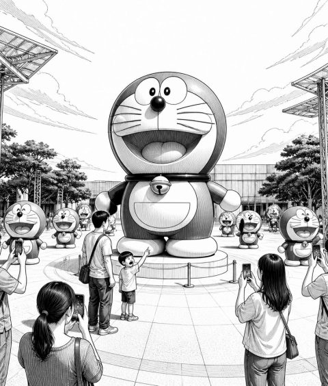 ai-doraemon-team-photo-checkin