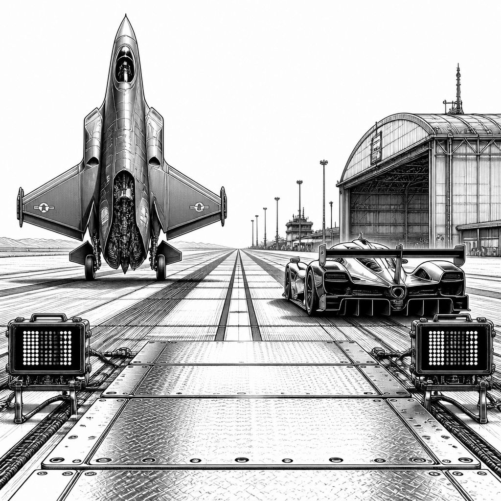 Italienische Marine testet F-35B gegen Ferrari SF90 auf der Landebahn Italienische Marine testet F-35B gegen Ferrari SF90 auf der Landebahn