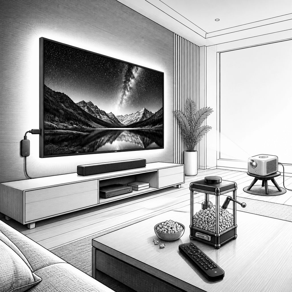 Günstige Gadgets für Kino-Feeling zuhause: Licht, Sound, Snacks & Smart-TV Günstige Gadgets für Kino-Feeling zuhause: Licht, Sound, Snacks & Smart-TV