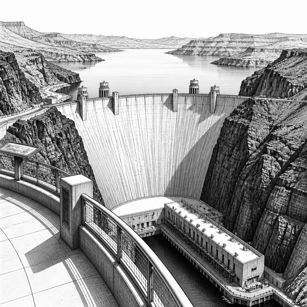 Hoover Dam: Betonbogenstaumauer im Black Canyon des Colorado River Hoover Dam: Betonbogenstaumauer im Black Canyon des Colorado River