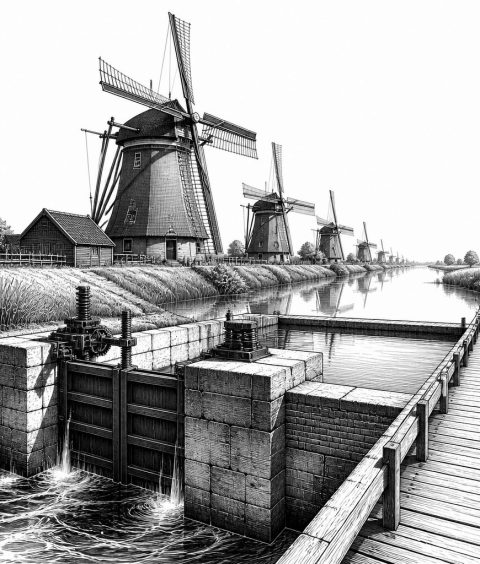 ai-kinderdijk-windmuehlen-wasserbau